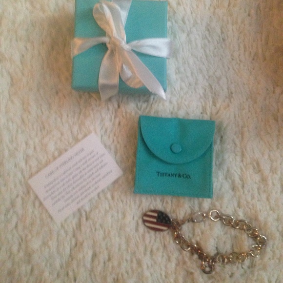 Y2K Tiffany & Co.Sterling Silver American Flag Charm Bracelet - Picture 1 of 4